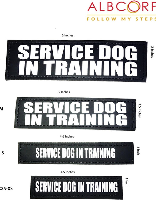 Load image into Gallery viewer, Reflective Service Dog in Training Patches with Hook and Loop Backing for Service Animal Vests /Harnesses Medium (5 X 1.5) Inch
