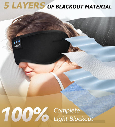 Sleep Mask Headphones Wireless Bluetooth 5.2, Eye Mask for Sleeping Side/Back Sleepers Travel Music Headsets with Microphone Handsfree Men Women Girls Gifts