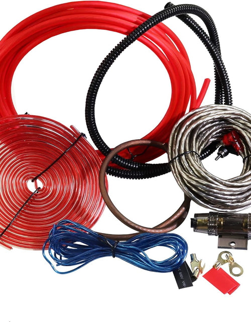 Load image into Gallery viewer, 8 Gauge Car Amp Wiring Kit - Amp Power Wire Amplifier Installation Wiring Wire Kit, Power, Ground, Remote Cable, RCA Cable,Speaker Wire, Split Loom Tubing Fuse Holder Subwoofers Wiring Kit
