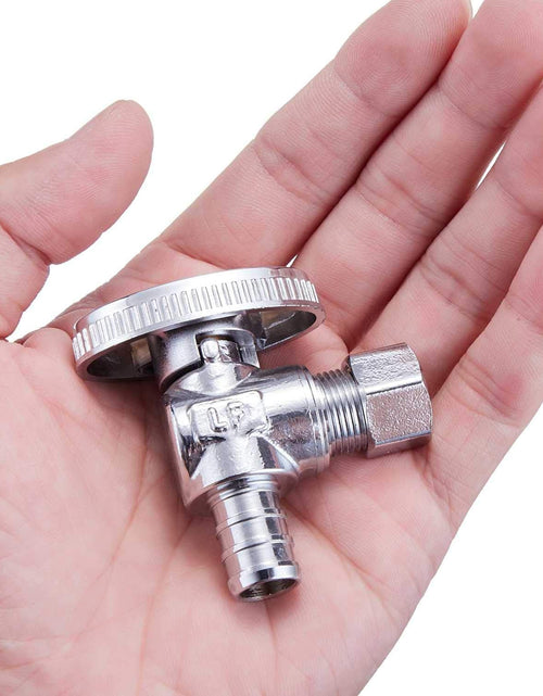 Load image into Gallery viewer, 2 Pack Premium Lead-Free Brass 1/2 Inch Pex X 3/8 Inch OD Compression Quarter Turn Angle Stop Valve with 2 PCS PEX Clamp Ring

