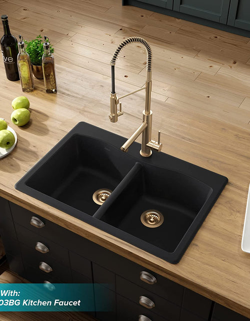 Load image into Gallery viewer, Forteza 33" Drop-In/Undermount Granite 50/50 Double Bowl Kitchen Sink - Black (KGD-52BLACK)
