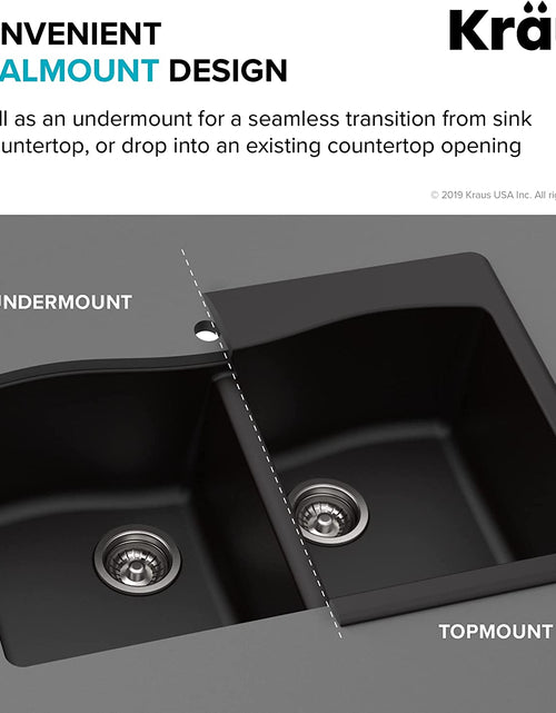 Load image into Gallery viewer, Forteza 33" Drop-In/Undermount Granite 50/50 Double Bowl Kitchen Sink - Black (KGD-52BLACK)
