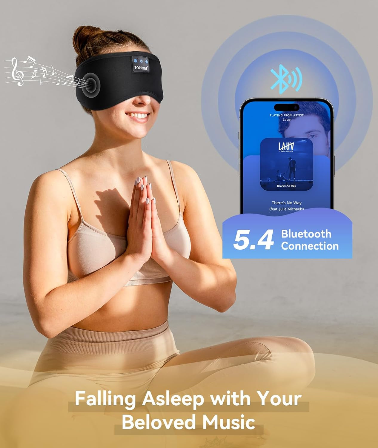 Sleep Mask Headphones Wireless Bluetooth 5.2, Eye Mask for Sleeping Side/Back Sleepers Travel Music Headsets with Microphone Handsfree Men Women Girls Gifts