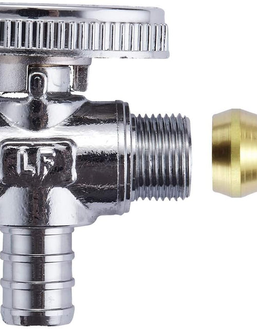 Load image into Gallery viewer, 2 Pack Premium Lead-Free Brass 1/2 Inch Pex X 3/8 Inch OD Compression Quarter Turn Angle Stop Valve with 2 PCS PEX Clamp Ring
