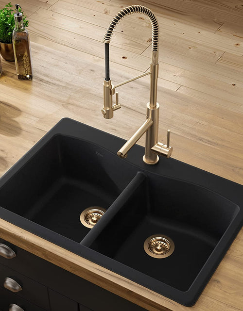 Load image into Gallery viewer, Forteza 33" Drop-In/Undermount Granite 50/50 Double Bowl Kitchen Sink - Black (KGD-52BLACK)

