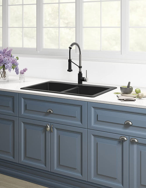 Load image into Gallery viewer, Forteza 33" Drop-In/Undermount Granite 50/50 Double Bowl Kitchen Sink - Black (KGD-52BLACK)
