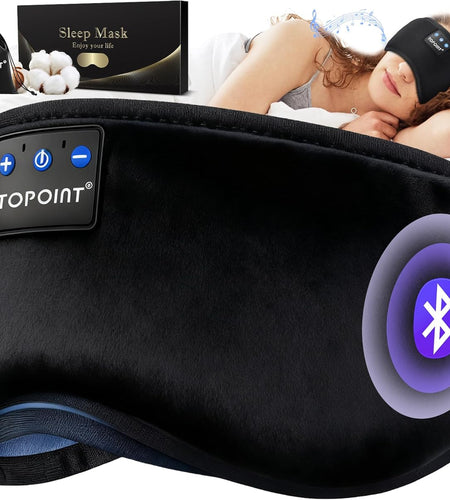 Sleep Mask Headphones Wireless Bluetooth 5.2, Eye Mask for Sleeping Side/Back Sleepers Travel Music Headsets with Microphone Handsfree Men Women Girls Gifts