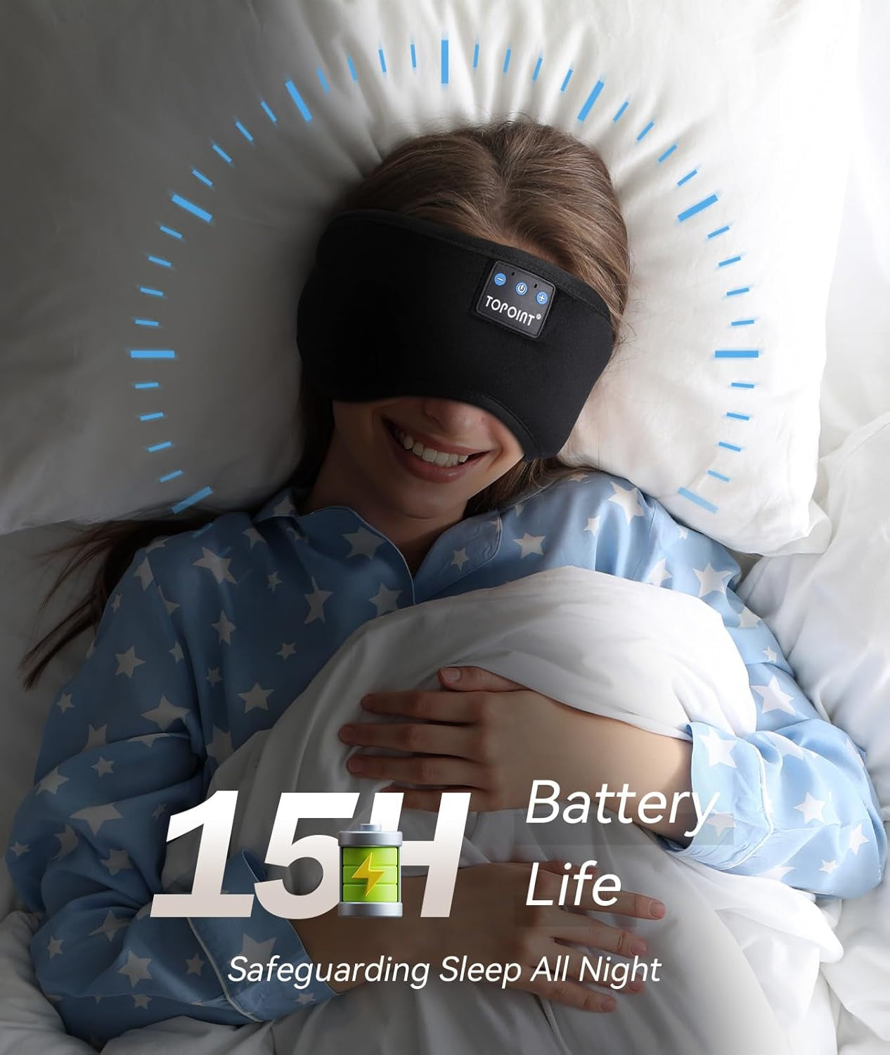 Sleep Mask Headphones Wireless Bluetooth 5.2, Eye Mask for Sleeping Side/Back Sleepers Travel Music Headsets with Microphone Handsfree Men Women Girls Gifts